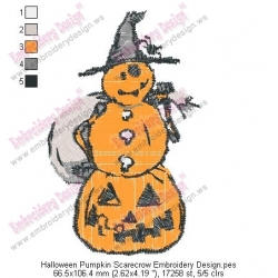 Halloween Pumpkin Scarecrow Embroidery Design